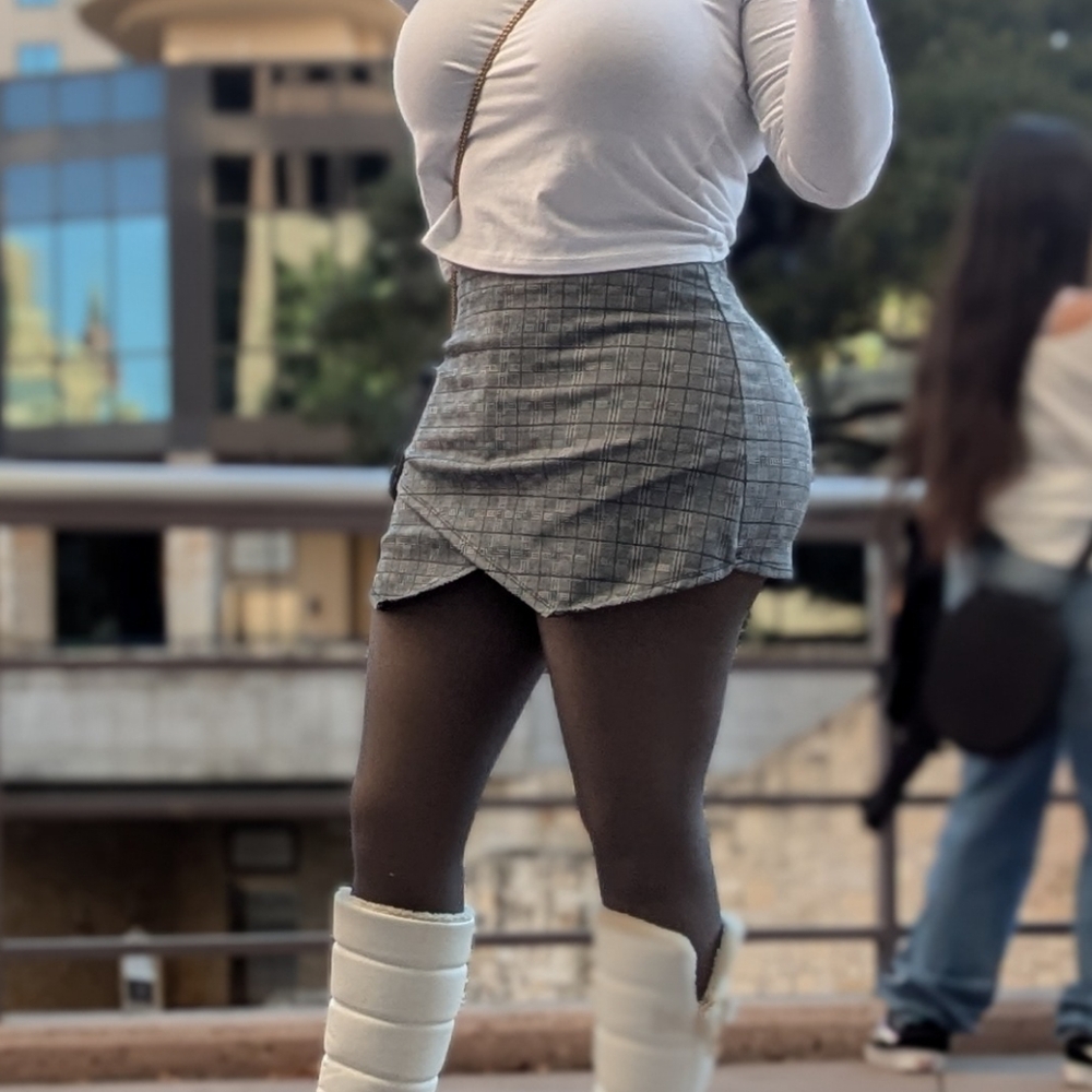 Gray Asymmetrical Wrap Pencil Mini Skirt